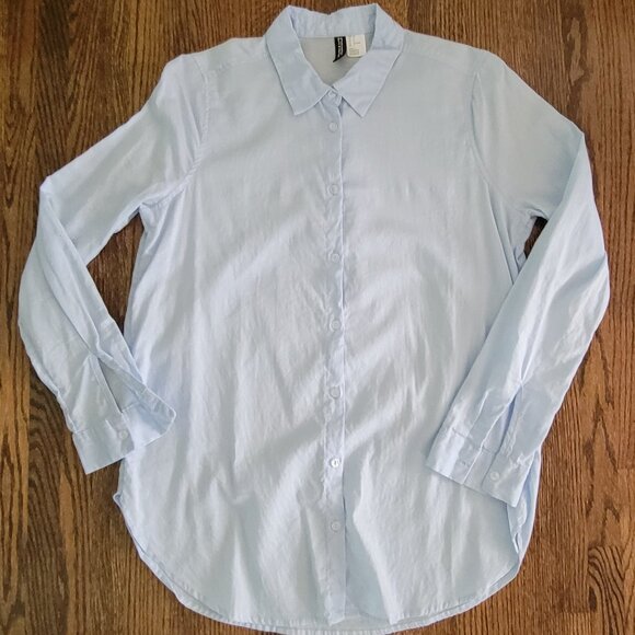 H&M Divided Button Down Shirt Blue Longsleeve Lightweight Size 6 - Picture 4 of 9